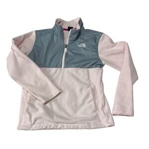 The north face pink gray zip fleece pullover girls large 14-16